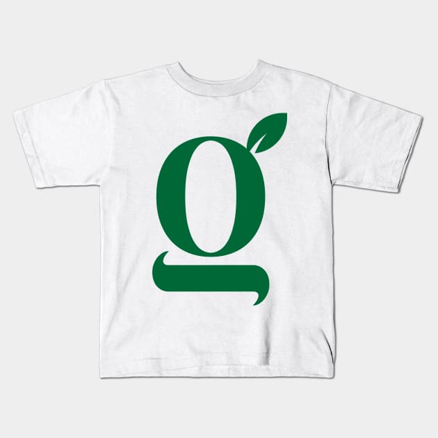 Alphabet, Green G, Organic design Kids T-Shirt by Azizshirts